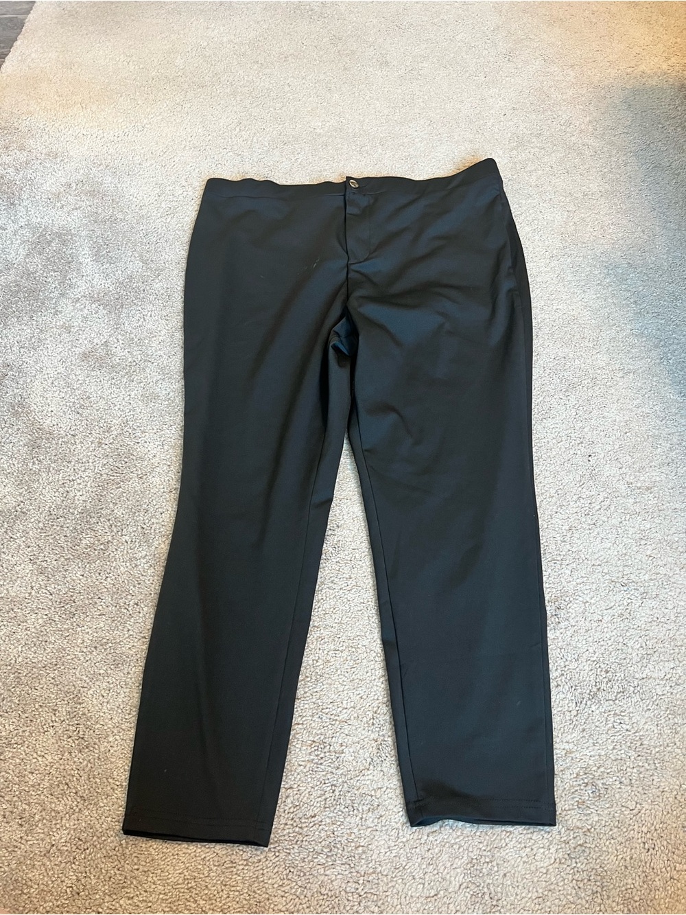 Solid Black Straight-Leg Trousers